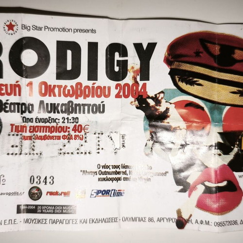 The Prodigy Ticket October 2004 used