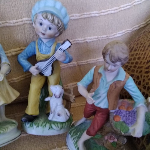 Porcelain figurine dolls used, set of 4, 1970s vintage