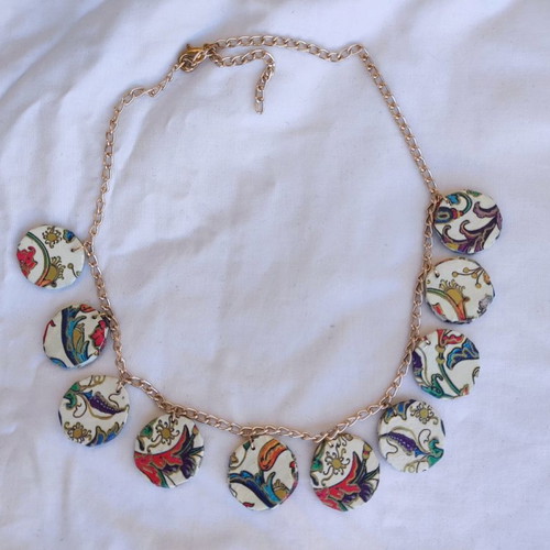 Short handmade floral printed necklace made to order