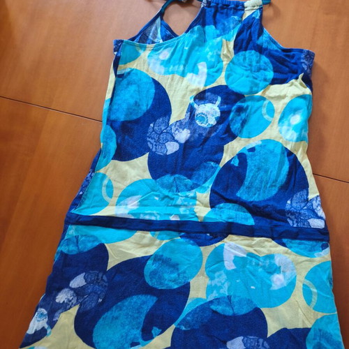 Attrattivo mini dress like new, blue, adjustable ties, cotton