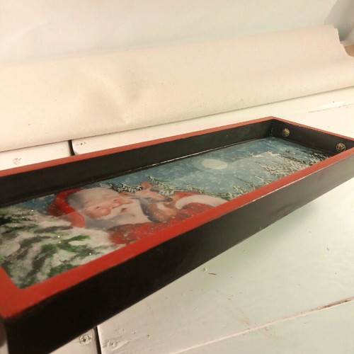 Christmas serving tray made to order, hand-painted with Santa and reindeer