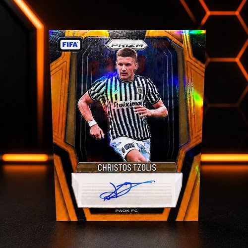 Christos Tzolis 2025-26 Orange Prizm Auto card, like new