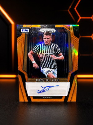 Christos Tzolis 2025-26 Orange Prizm Auto card, like new