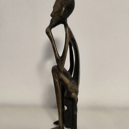 Vintage African Bronze Statue The Thinker 26 cm