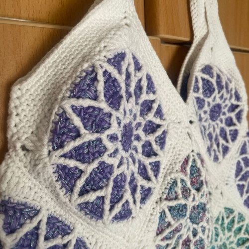 Handmade Stained Glass Tote Bag Shoulder Medium Colorful