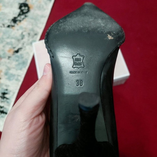 Chicomefrego Milano leather pumps used, black with bow, size 39