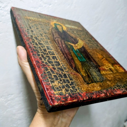 Saint Gerasimos of Kefalonia decorative icon used, vintage style