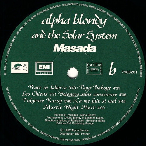 Alpha Blondy And The Solar System Masada vinyl record used