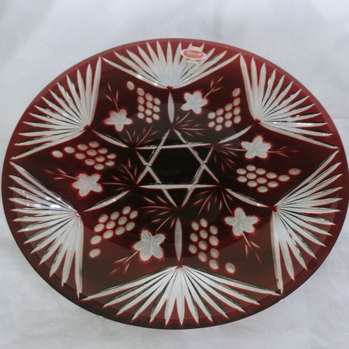 Nachtmann decanter and Joska Traube Bleikristall ruby red plate set like new