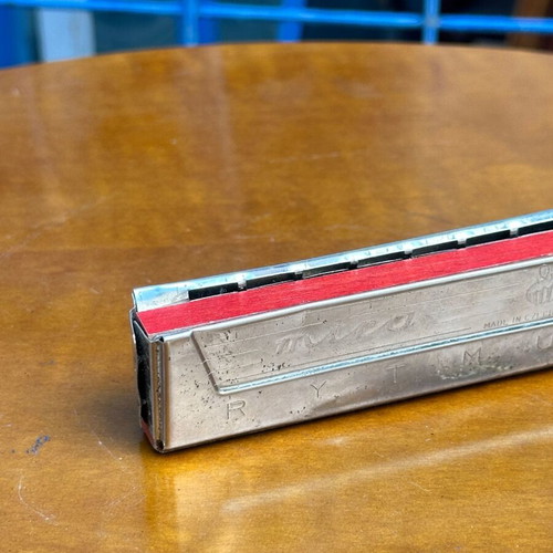 Vintage MICA RYTMUS harmonica used, made in Czechoslovakia