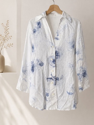 Gerry Weber shirt tunic floral linen like new, sizes M/L