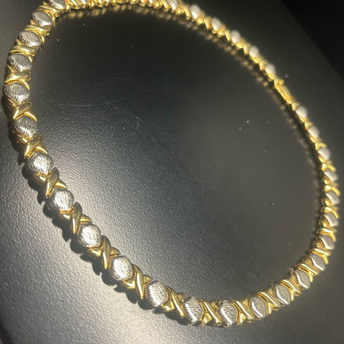 Hugs & Kisses necklace two-tone stainless steel like new