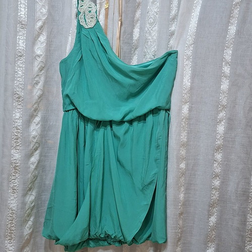 Raxevsky Catwalk XL balloon dress with beads like new, emerald green