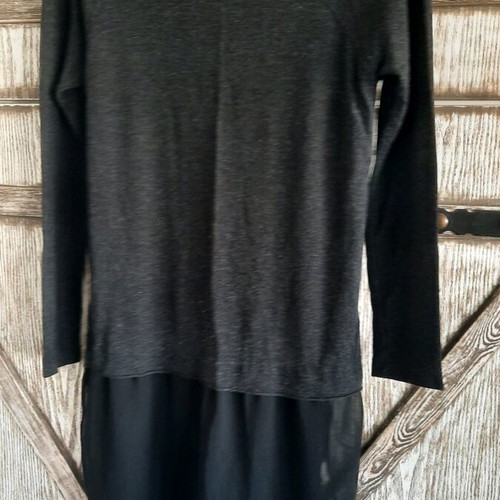 Wool blouse with chiffon like new, black, size L