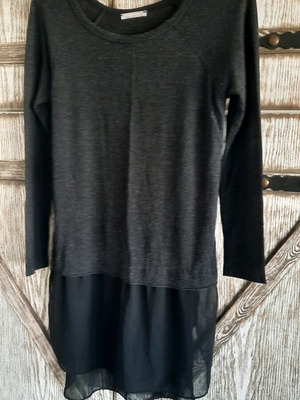 Wool blouse with chiffon like new, black, size L