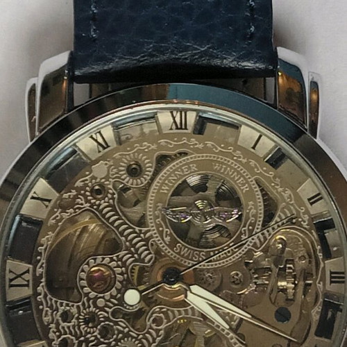 Winner skeleton watch new unisex with silver strap