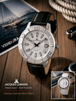 Jacques Lemans Diver Set of 2 Watches, Black and White Edition