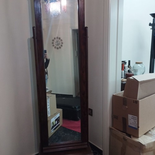 Wooden floor mirror with drawer like new, vintage classic design