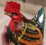 Wooden carved rooster hand-painted from Indonesia like new 15x14x7cm