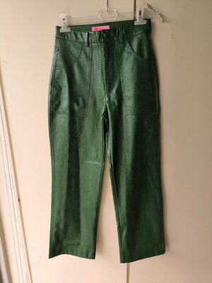 Kroko faux leather pants Karavan like new, black and green, size S