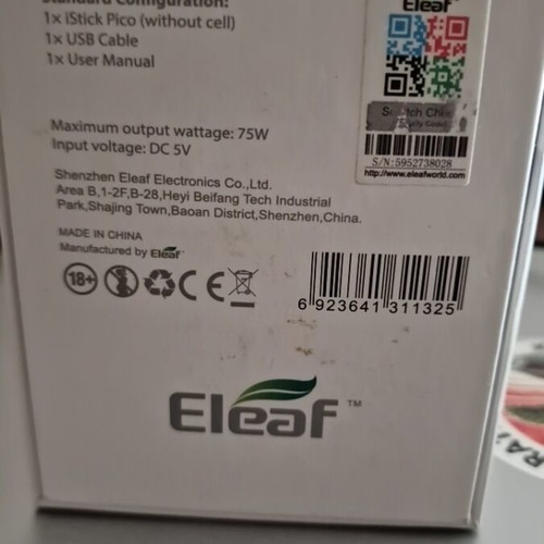 Eleaf iStick Pico 75W TC Box Mod used, full black/silver