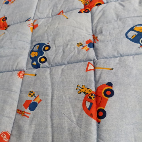 Double quilt new two-sided with blue and soft yellow trim
