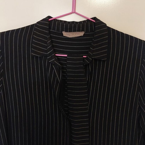 Philosophy long striped shirt small like new, black