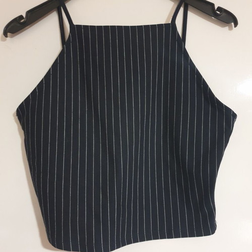 Zara striped crop top size M like new, black and blue