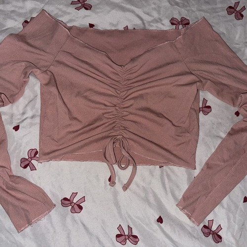 Shein Ribbed Long Sleeve Crop Top dusty pink used, size M-L