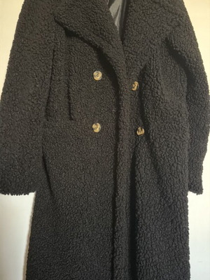 Black teddy coat medium length like new, oversize fit