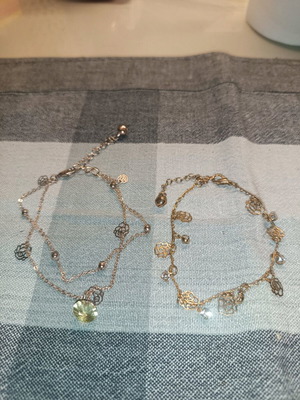 Gold bracelets with rhinestones used, set of 2 pieces