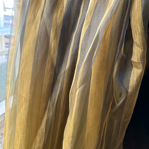 Luxury curtain like new, transparent khaki with wide gold stripes