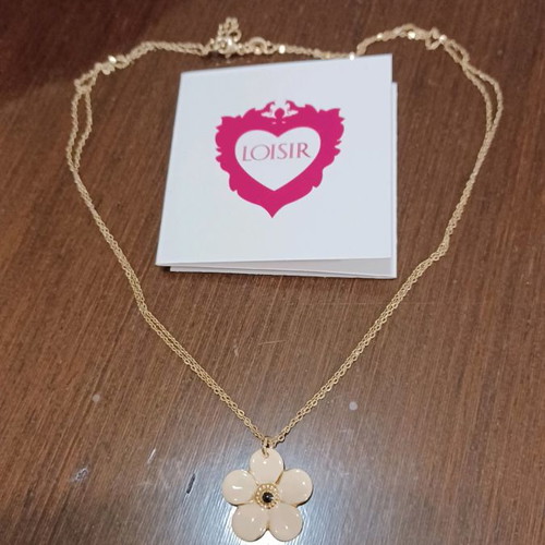 Silver gold-plated necklace with pendant flower 44 cm new Loisir