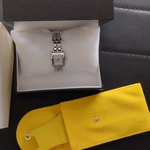 Anne Klein II Art Deco Tank Edition ladies watch like new, white and silver
