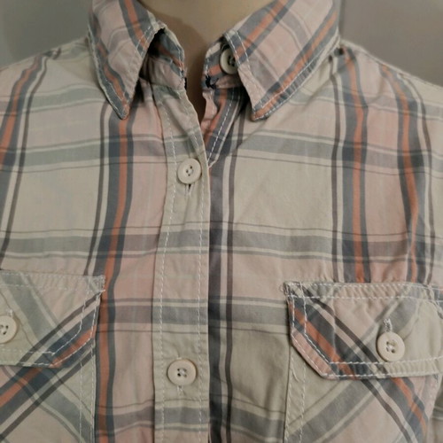 Aggressive plaid shirt size Small like new, pastel beige