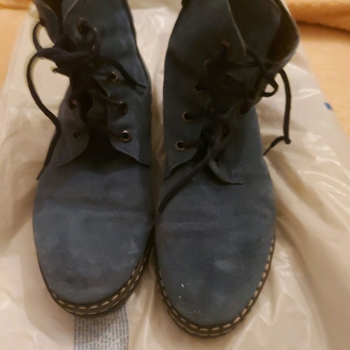 Blue soft suede ankle boots size 37 like new