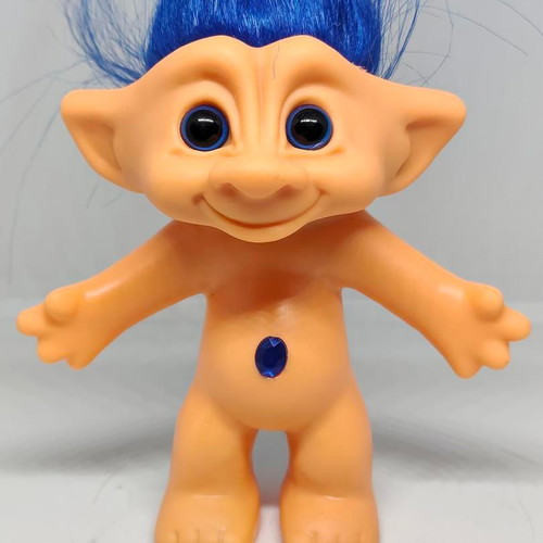 Retro Efxoulis Troll figure with blue hair and diamond, like new