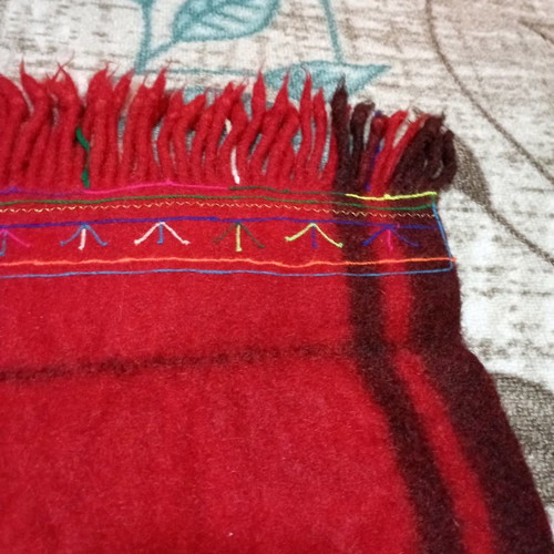 Wool Kilim Rug new, red with designs, handwoven on loom