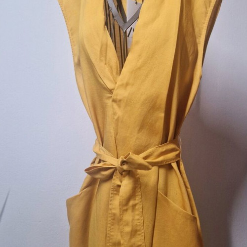 Zara Linen Midi Dress new, size M, mustard yellow