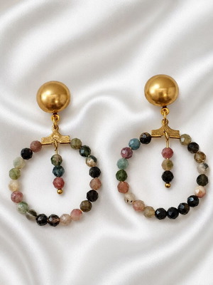Handmade earrings with stainless steel clasp and tourmaline stones
