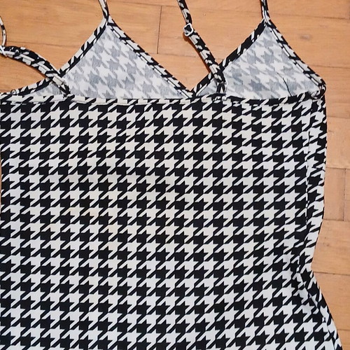 Shein black and white mini dress with straps houndstooth pattern size small like new
