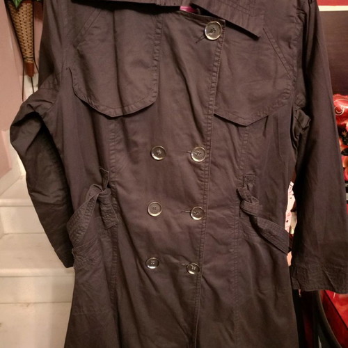 Long black gray trench coat like new, size XL