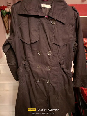 Long black gray trench coat like new, size XL