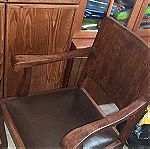  Πολυθρόνα γραφείου μασίφ καρυδιά με δέρμα 1950