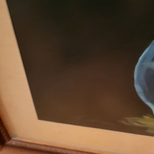 Painting used with indistinct signature, 1960s, with glass