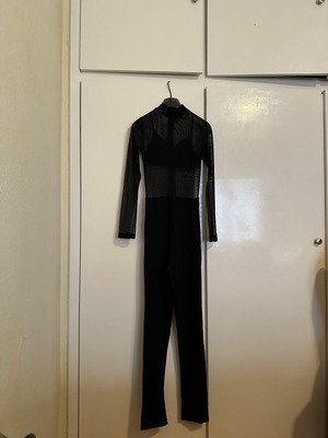 One-piece jumpsuit with transparency black fitted, size Xs/S