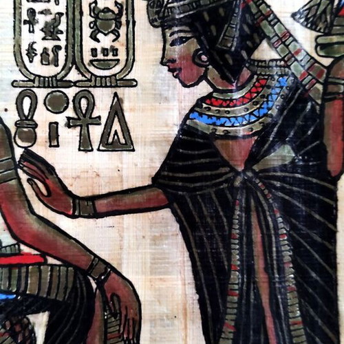 Handmade Egyptian Papyrus Tutankhamun and Ankhesenamun like new