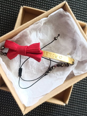 Playful sense βραχιόλι γούρι σαν καινούργιο με ασήμι και υφασμάτινο φιόγκο