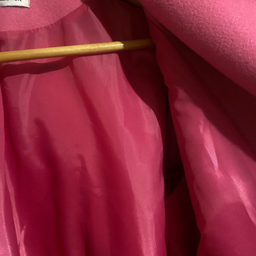 Fuchsia-pink coat like new with belt, fits small and medium