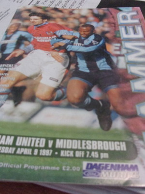 West Ham vs Middlesbrough official programme used 1997